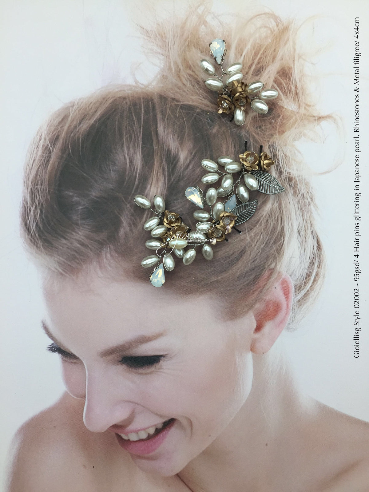 Style 02002 Bridal Accessory Hair Pin (set of 4) with Japanese Pearl and Crystal Rhinestones from Swarovski®. SGD95.