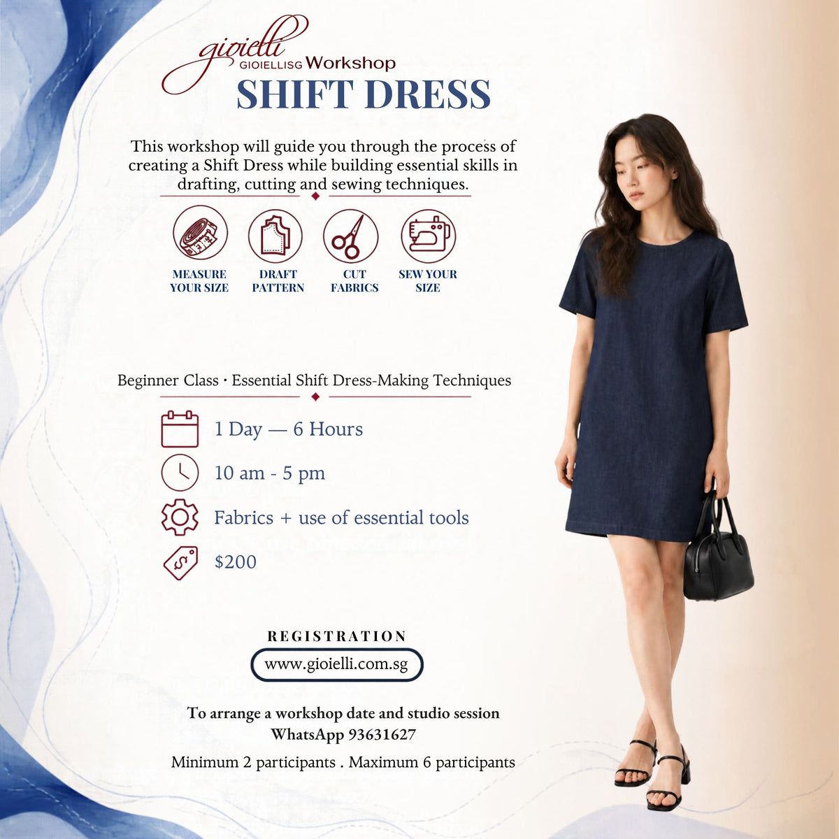 (13 nov 2026)(Location @SMH) Drafting and Sewing Workshop - Shift Dress