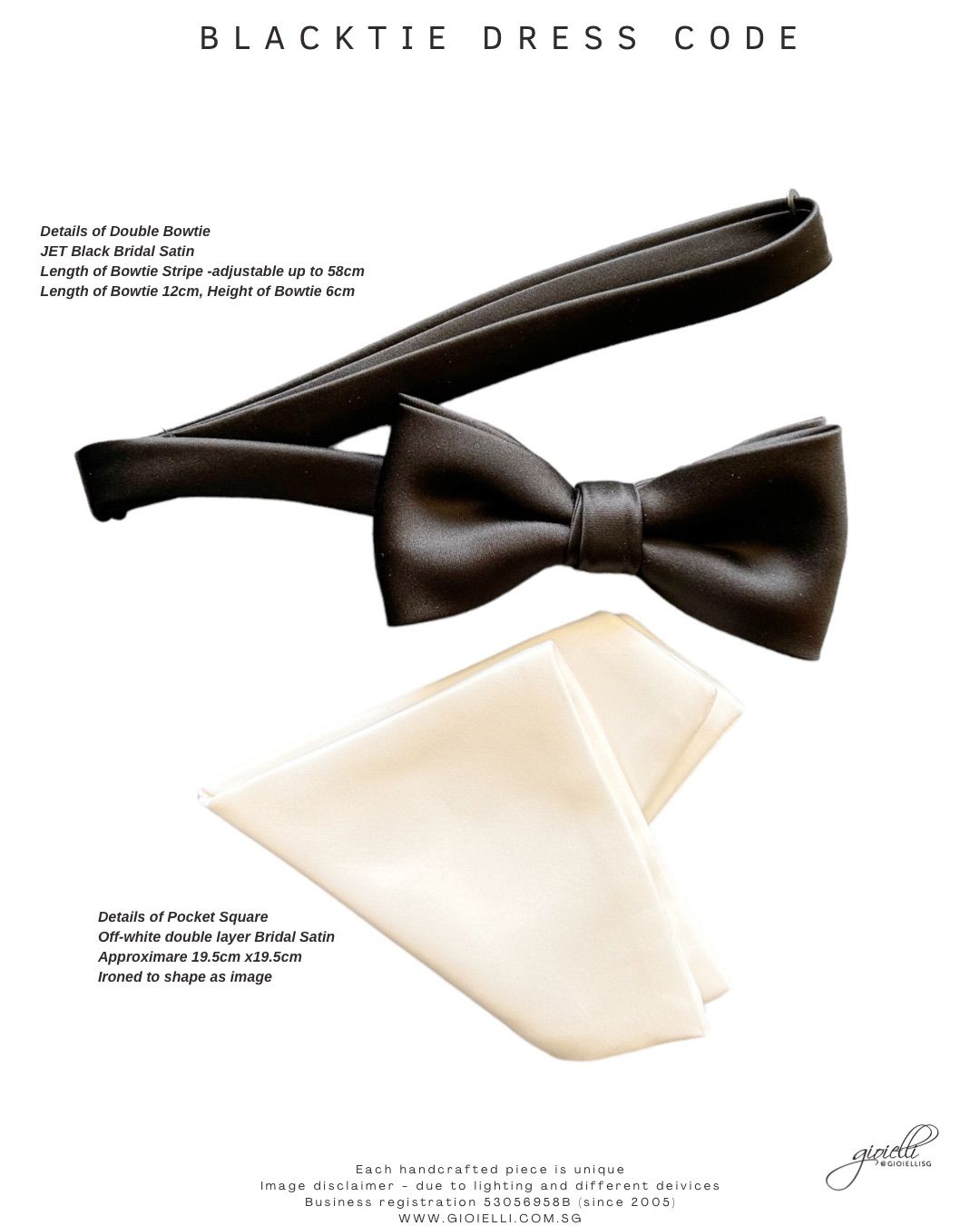 2) Black Bow tie & Off-White Pocket square (Black Tie Dress Code)