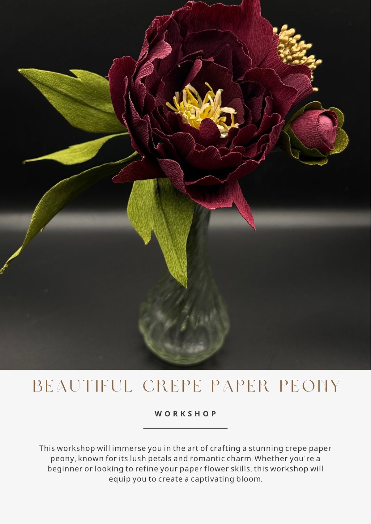 Beautiful Crepe Paper Peony Workshop (This is a physical workshop. Please WhatsApp to arrange a date and time)