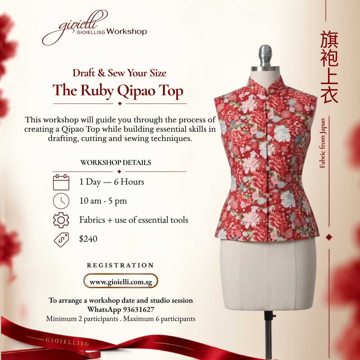 Drafting and Sewing Workshop - Ruby Qipao Top