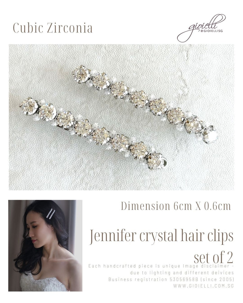04) Jennifer Crystal Hair Clip - set of 2