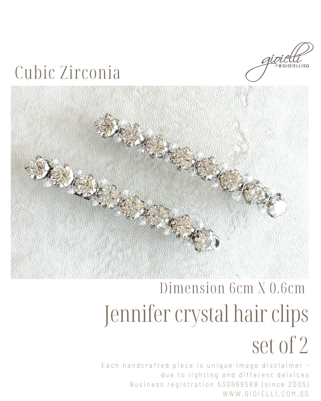 04) Jennifer Crystal Hair Clip - set of 2