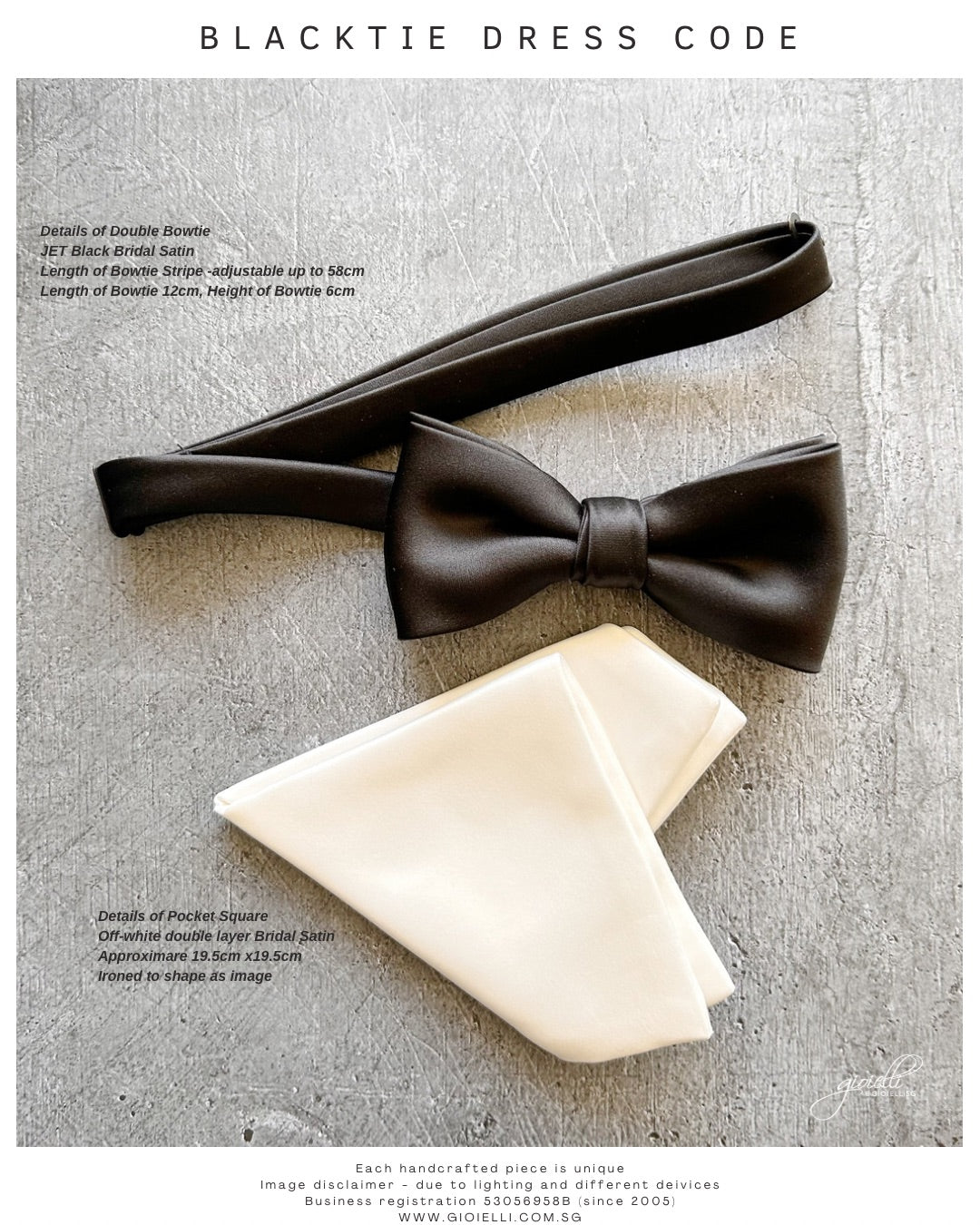2) Black Bow tie & Off-White Pocket square (Black Tie Dress Code)