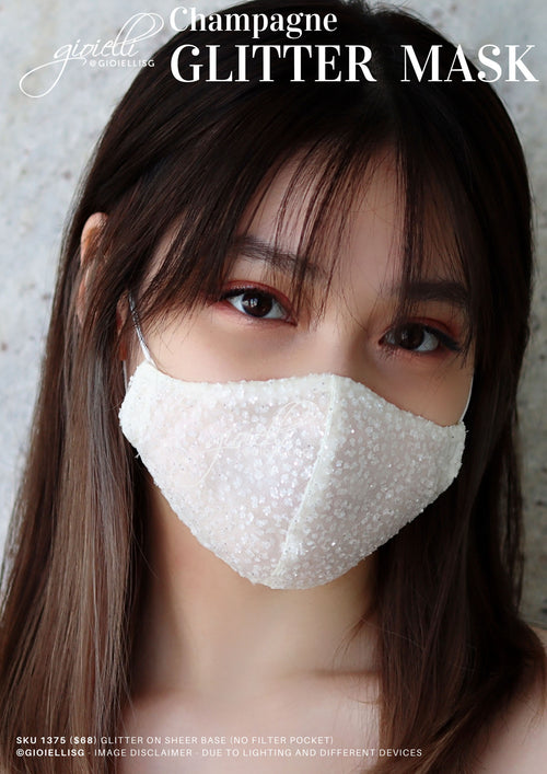 Gioielli Bridal Glitter Champagne Mask by Helan Tan