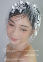 16b) Embroidered lace with Crystal beading ( Veil only)