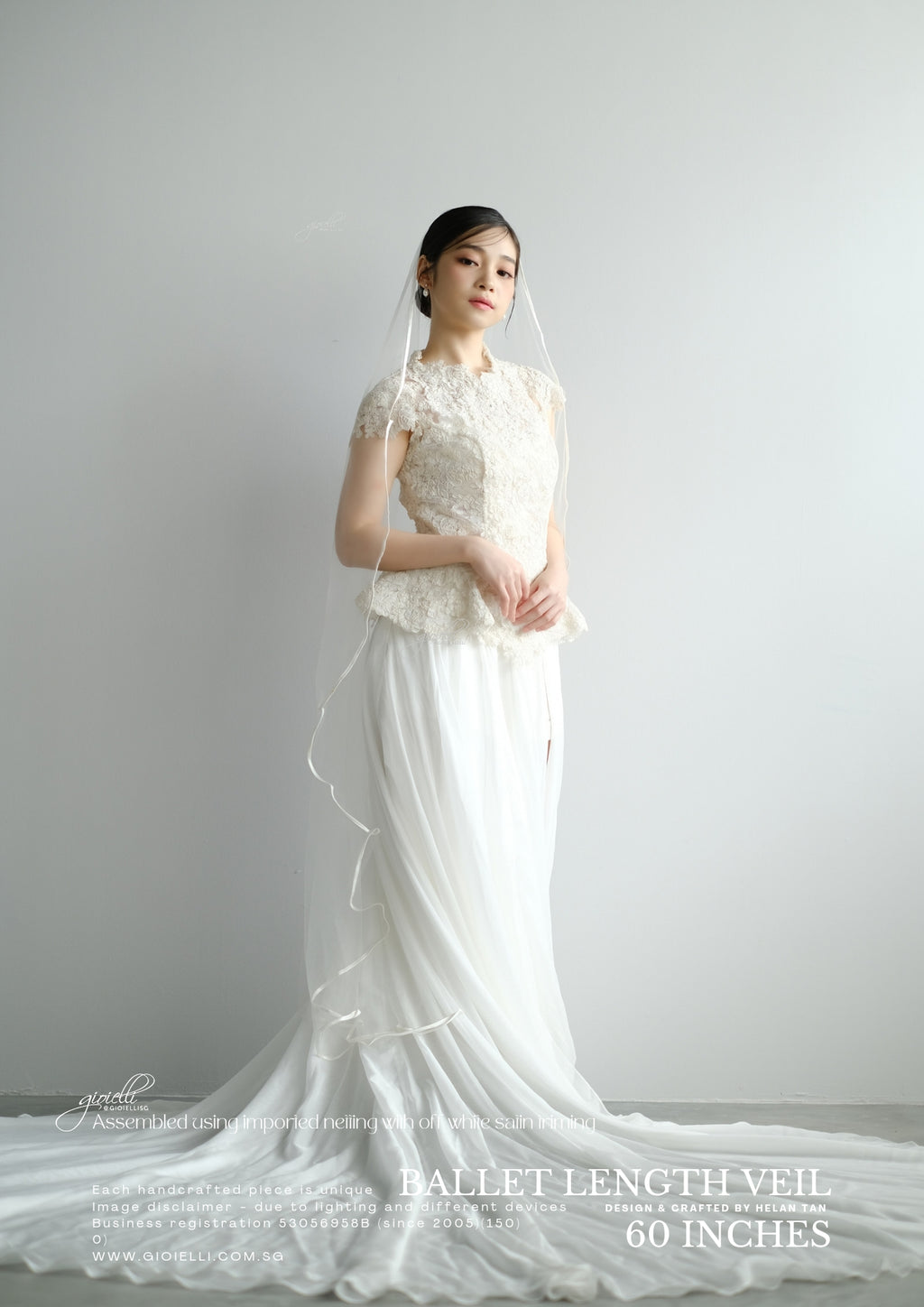 21) Ballet Length Veil 60 inches (secure by using bobbin pins)
