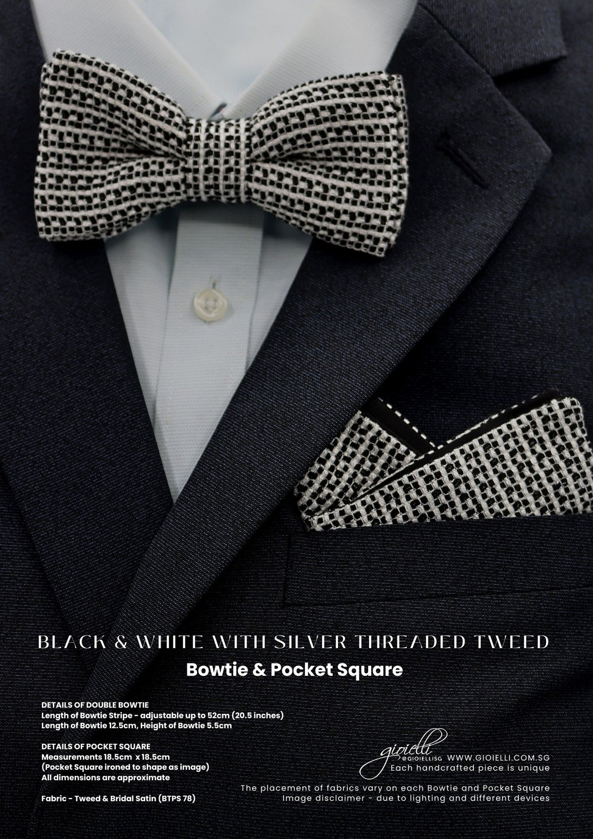 Black & White with Silver threaded Tweed