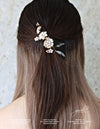 Gioielli Wedding Bridal Hair Accessories - Acrylic flowers and Pearl beads Hair Clip - designed and handmade by Helan Tan