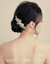 Gioielli Wedding Bridal Hair Accessories - Cubic Zirconia, Acrylic Flowers & Gold Alloy Leaves - Designed and handmade by Helan Tan