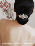 Gioielli Wedding Bridal Hair Accessories - Cubic Zirconia & Pear shape Rhinestones on Alloy base Hair Clip - Helan Tan