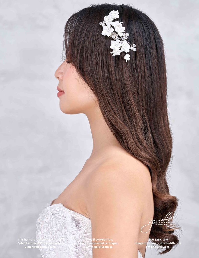 Gioielli Wedding Bridal Hair Accessories - Cubic Zirconia Hair Comb - Helan Tan
