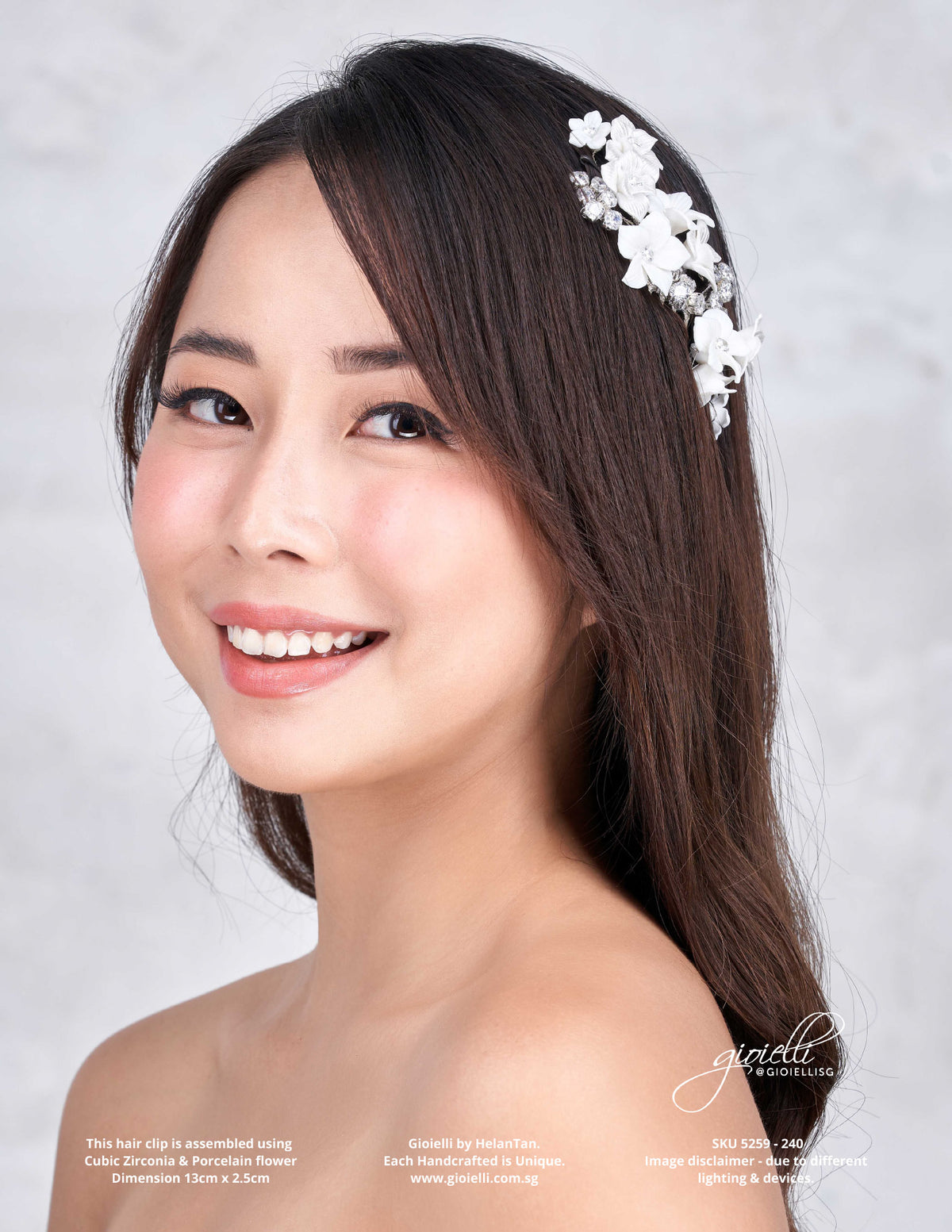 Gioielli Wedding Bridal Hair Accessories - Cubic Zirconia Hair Comb - Helan Tan