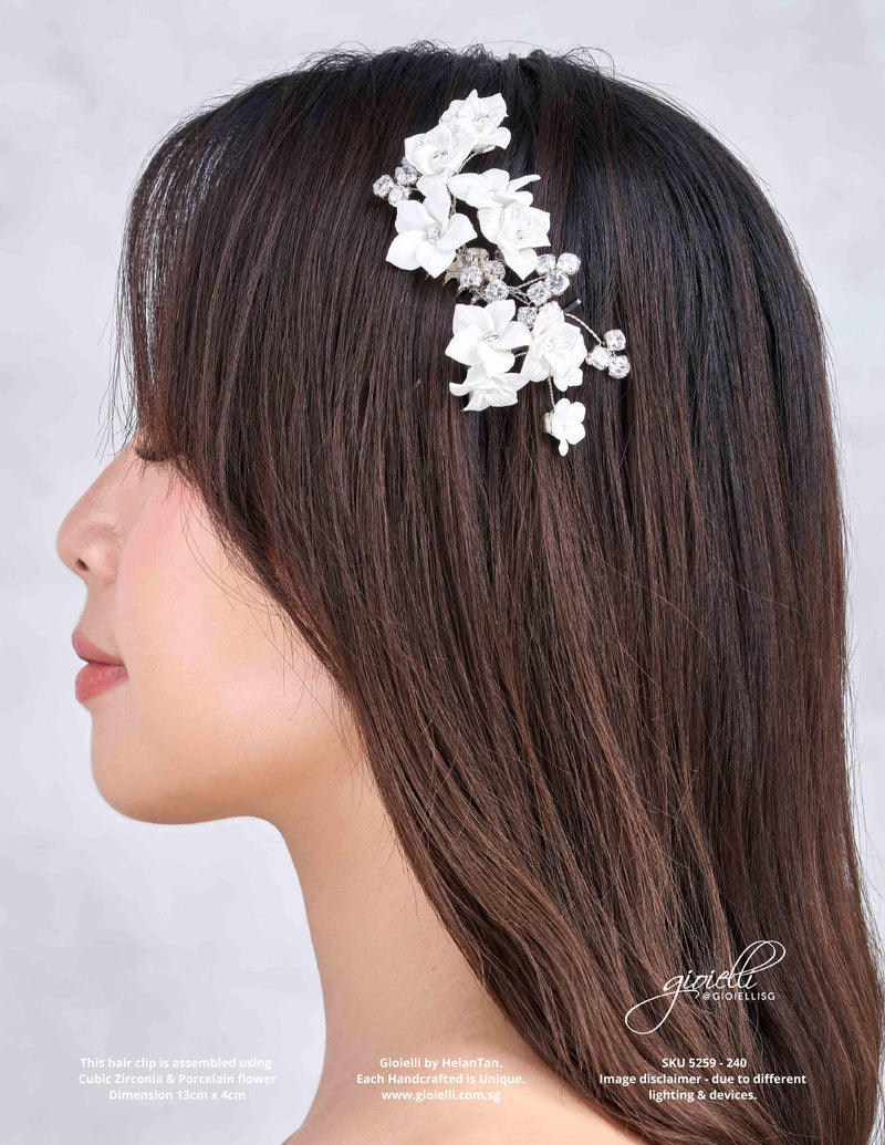 Gioielli Wedding Bridal Hair Accessories - Cubic Zirconia Hair Comb - Helan Tan