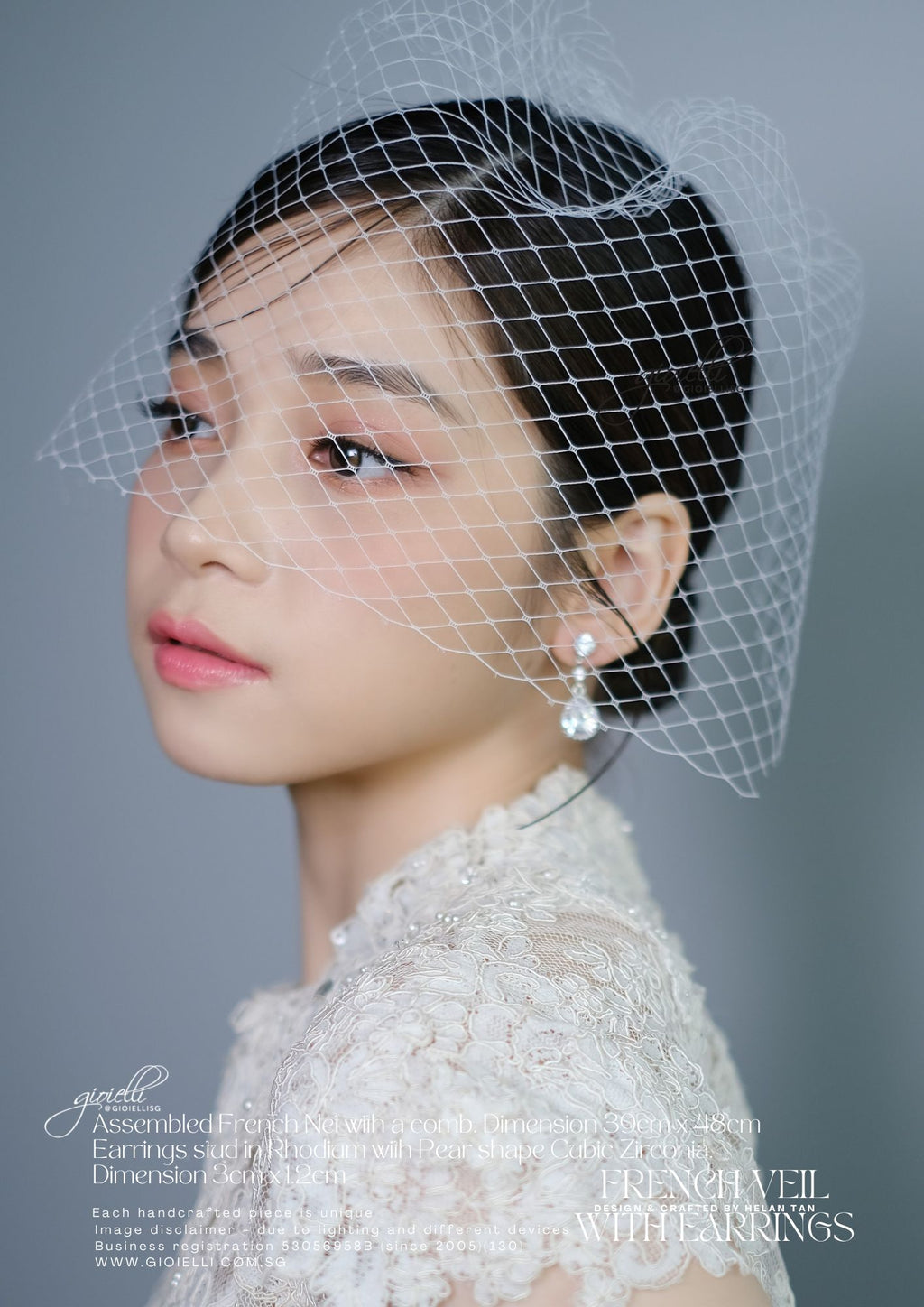 15b) French Veil & Earring