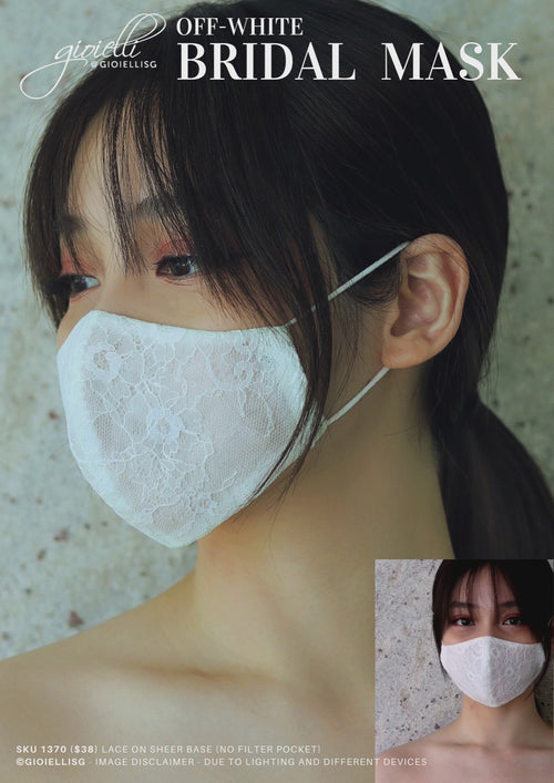Gioielli Bridal Lace Mask on Sheer Fabric Base by Helan Tan