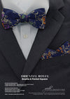 Gioielli Wedding Men Accessories - Oriental Blue Royal Bow Tie Pocket Square - gioiellisg - Helan Tan